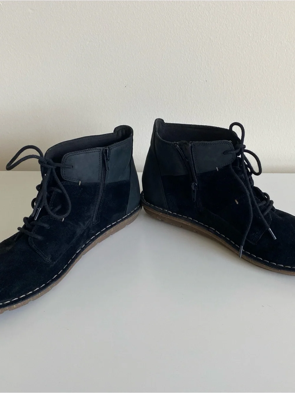 Clarks Black Suede Lace-Up Women's Ankle Boots